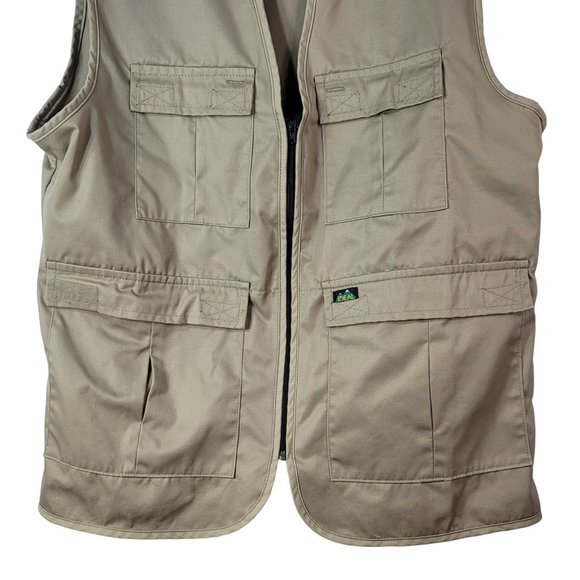 Ideal Utility Vest Brown Khaki Large Pockets Zip USA Made Photo Hunting Hiking - Picture 3 of 9